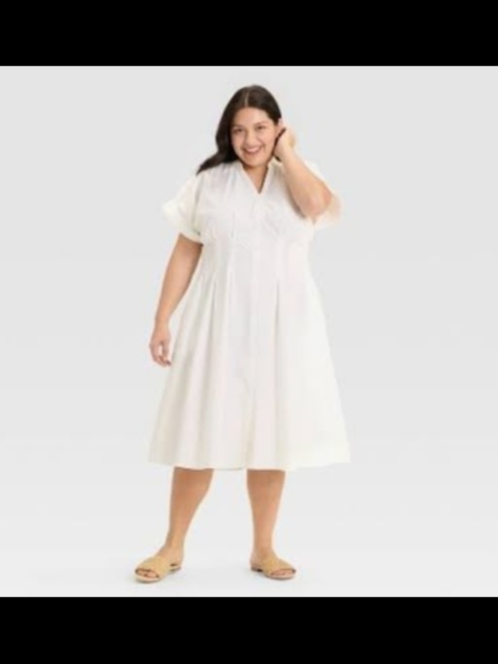 Ava & Viv short-sleeve button-down midi shirtdress 1X